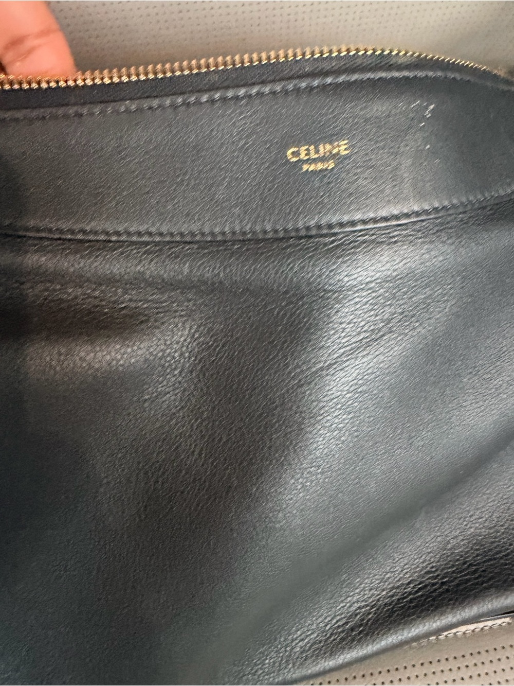 Large ROMY Celine Black Leather Shoulder Hobo with Gold Hardware - Picture 6 of 15